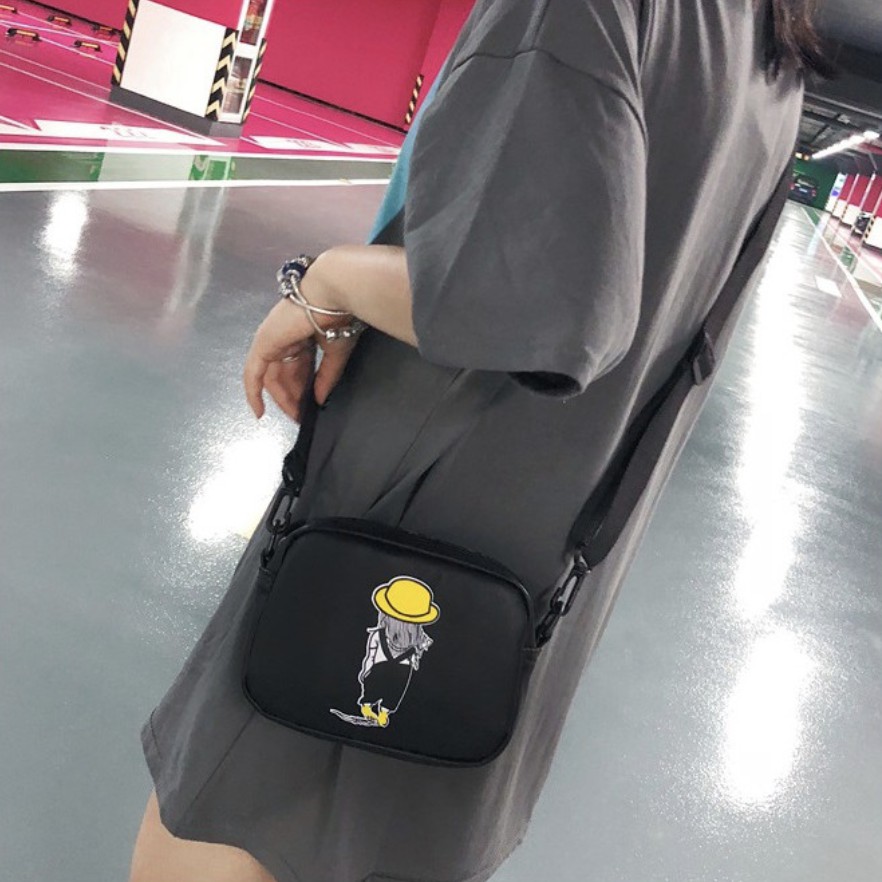 LJY27 Tas Wanita Korea Selempang Leather Shoulder Bag Hitam Putih Black White TKM