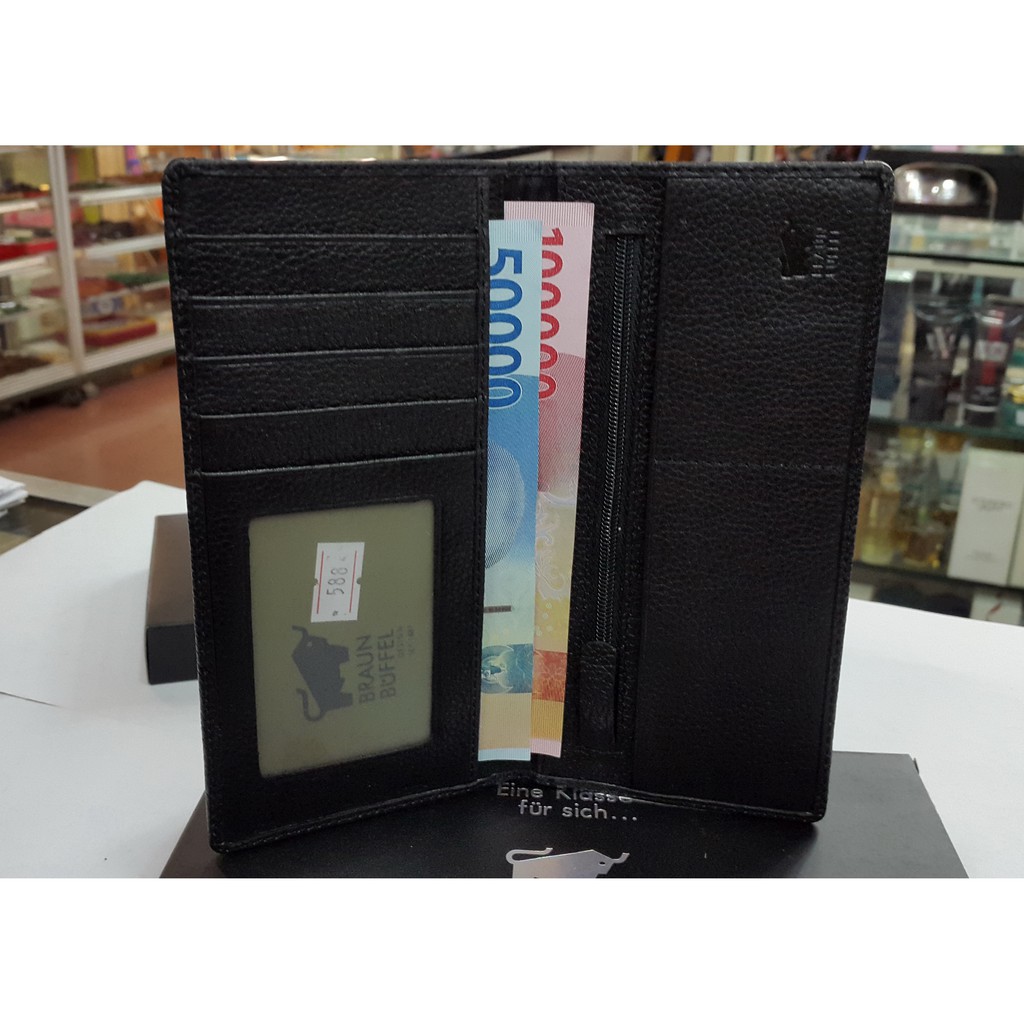 Dompet Panjang Pria Braun Buffel 588 BLACK Slim - Motif Kulit Jeruk