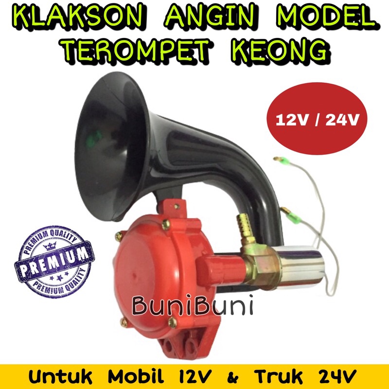 Klakson Angin Terompet Keong Model Volvo Scania Komplit Otomatis Untuk Mobil 12 Volt &amp; Truk 24 Volt High Quality