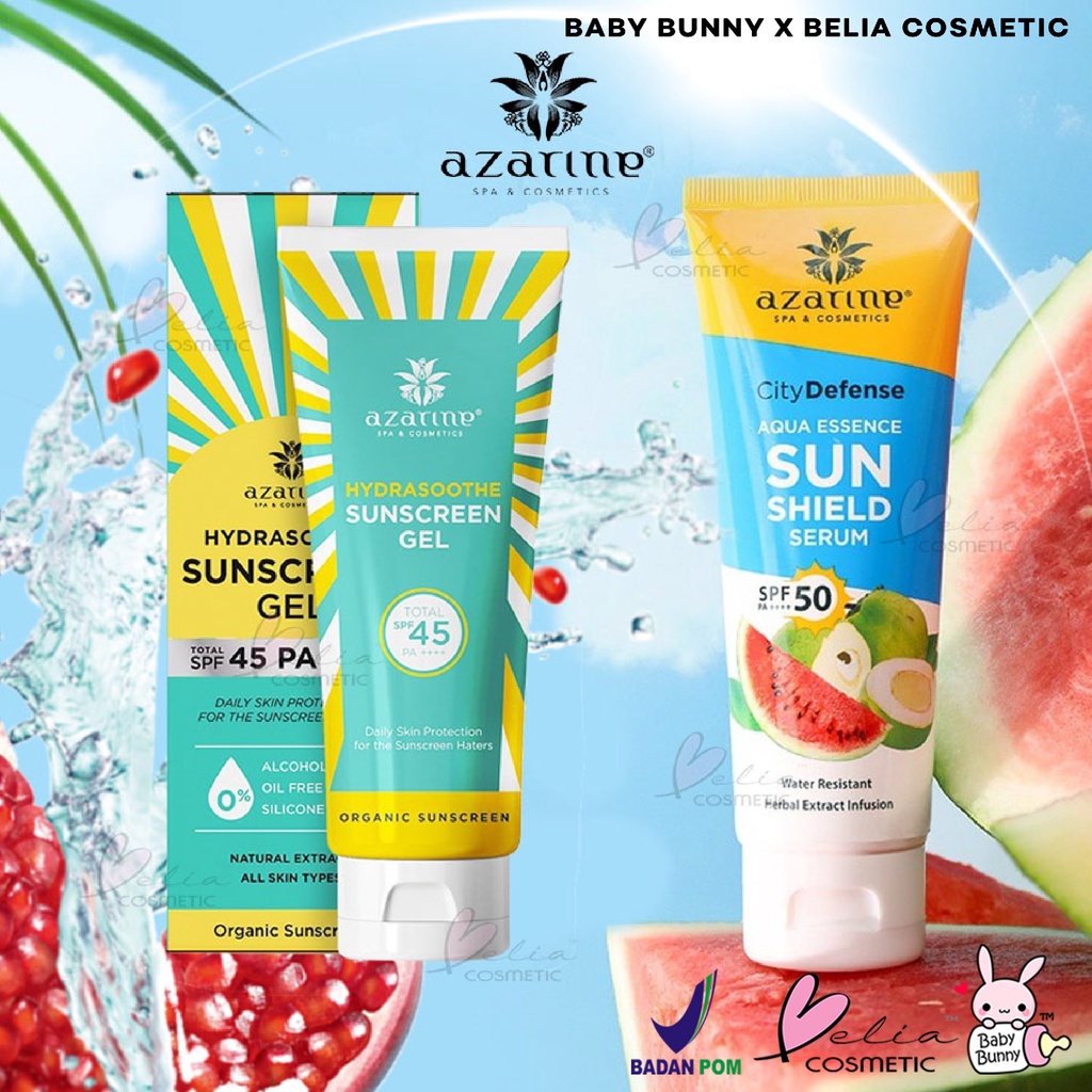 ❤ BELIA ❤ AZARINE Aqua Essence Sun Shield Serum SPF 50 PA+++ &amp; Hydrasoothe Sunscreen Gel SPF45+++ | BABY BUNNY