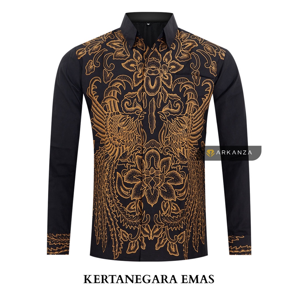 BATIK ARKANZA Motif KERTANEGARA  EMAS Hem Atasan Kemeja Baju Batik Pria Cowok Laki Laki Slimfit Full Lapis Furing Lengan Panjang Tyaga Tyagafashion Christo Rodjo Batik_rodjoo Mahaprana_Store Waskito Brotherholic Mens Mahaprana Prabuseno Antasena Handara