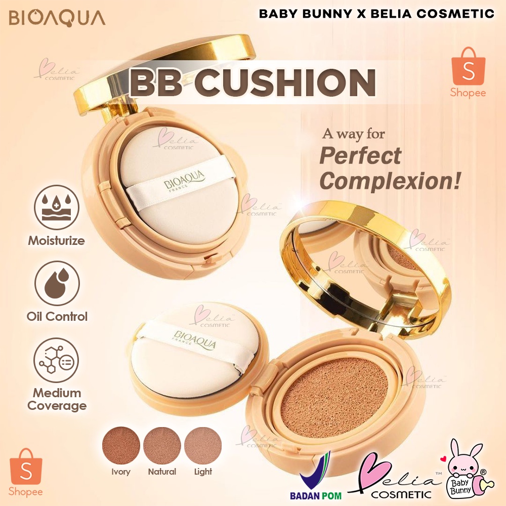 ❤ BELIA ❤ BIOAQUA BB Cushion + Refil | Netto 15g + 15g | Air Cushion | Coverage | Flawless | Make Up Foundation | BPOM