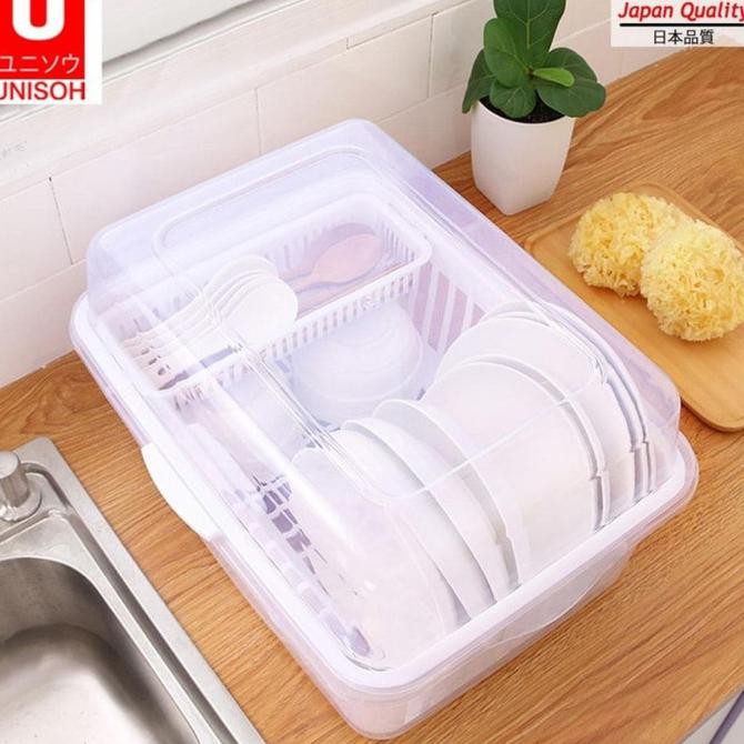 Rak Piring Plastik Kecil Minimalis / Rak Mangkok Plastik Dengan Tutup Mommybusana