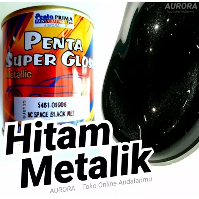 Cat Penta Super Gloss NC Space Black Metallic 200ml Hitam Metalik Bintik Metalik Cat Duco Duko Mobil