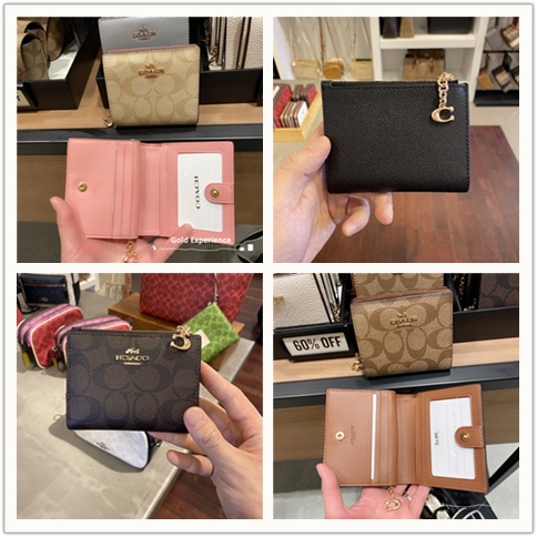 COACH Ladies folding purse card bag pocket wallet signature canvas wallet corner zip wallet Coach Tas Wanita Coach Dompet Wanita Coach Dompet Lipat