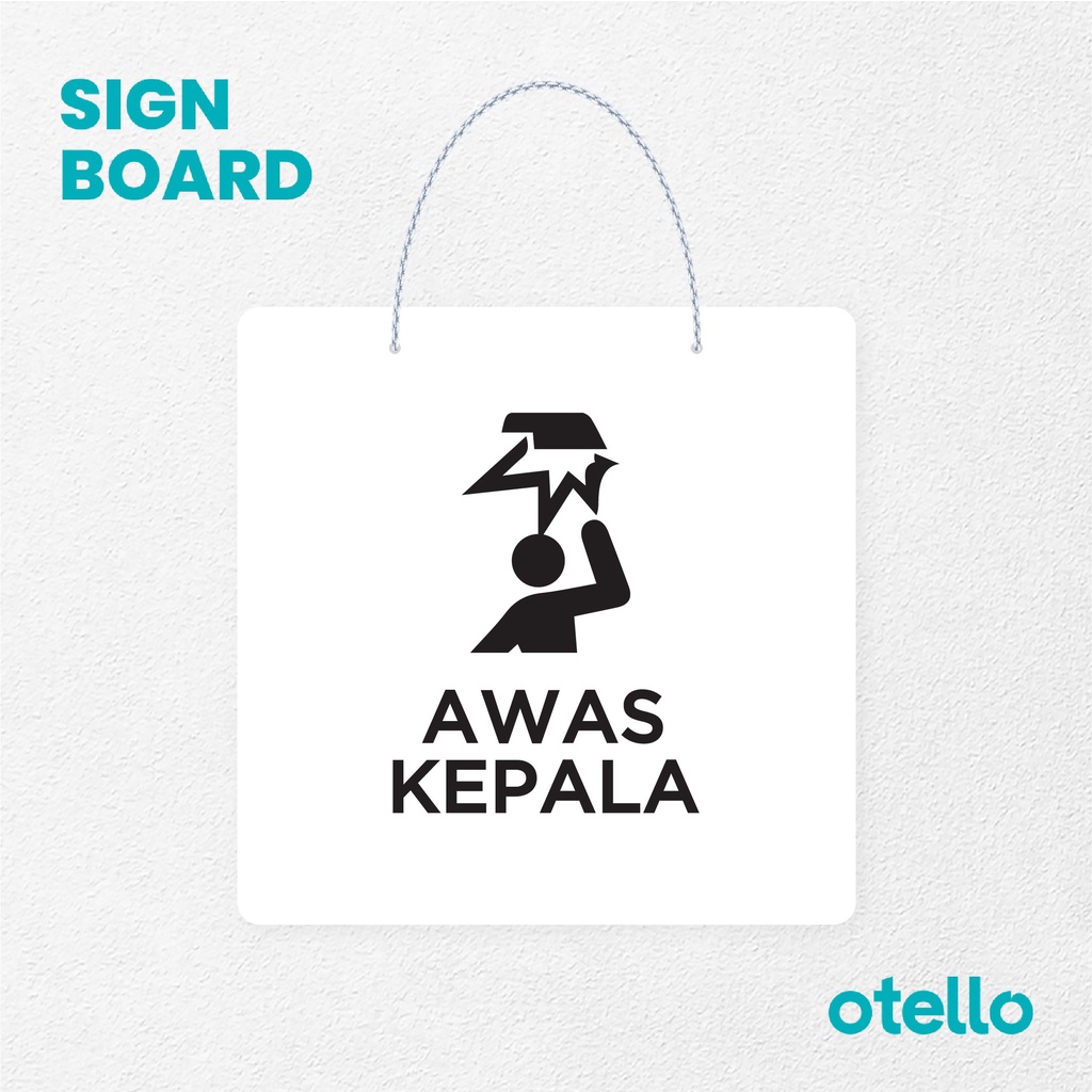 Otello Sign Awas Kepala Signage Board Acrylic Papan Gantung Label Akrilik Rantai Petunjuk Toko Modern Minimalist Kafe Restoran Kantor Gedung Cafe