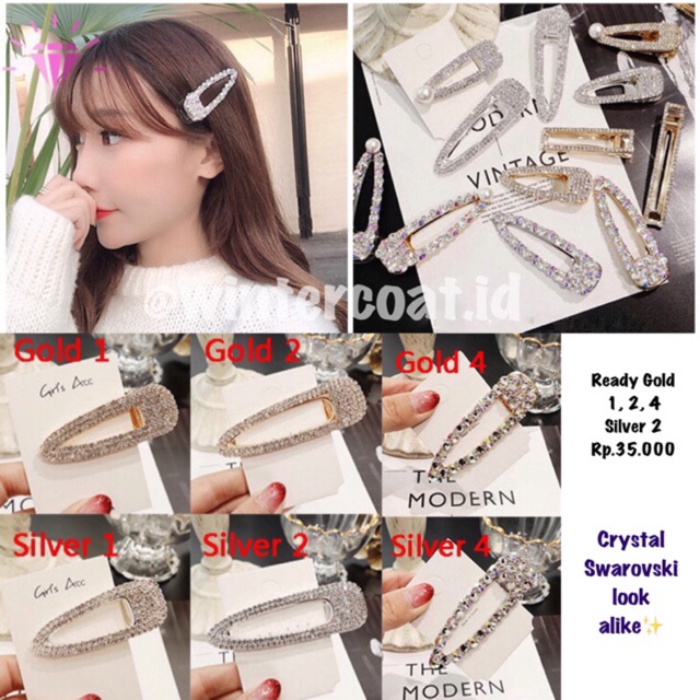 READY INDONESIA Crystal Hair Clip Jepit rambit kristal pearl hairpin hairclip jepitan korea