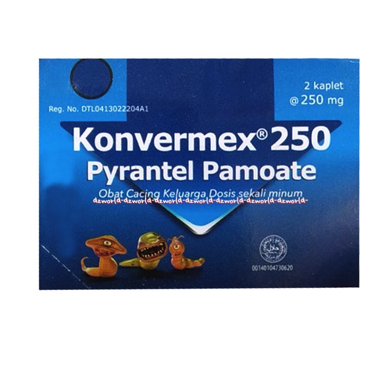 Konvermex 250 Pyrantel Pamoate Obat Cacing Tablet Isi 2pcs Konver Mex Konvermek Konfermex Pirantel