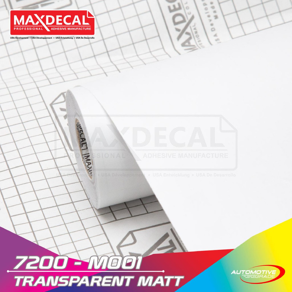 

[45cm x 15m] MAXDECAL 7200 M001 Transparan Doff 45 cm Super Matt Soft Satin Look Clear Bening Dop