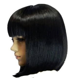 wig bob rambut pendek dengan poni warna hitam
