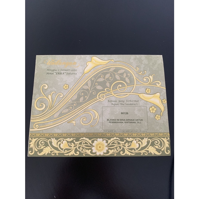 Blangko Undangan Pernikahan Invitation Kosong Murah Gold - ERBA 88126