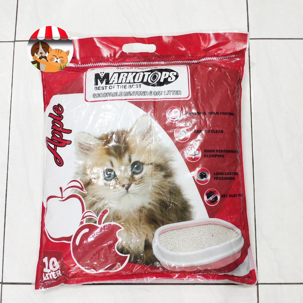 Pasir Kucing Wangi Gumpal Bentonite Markotops 10 Liter NO Cub n Kit