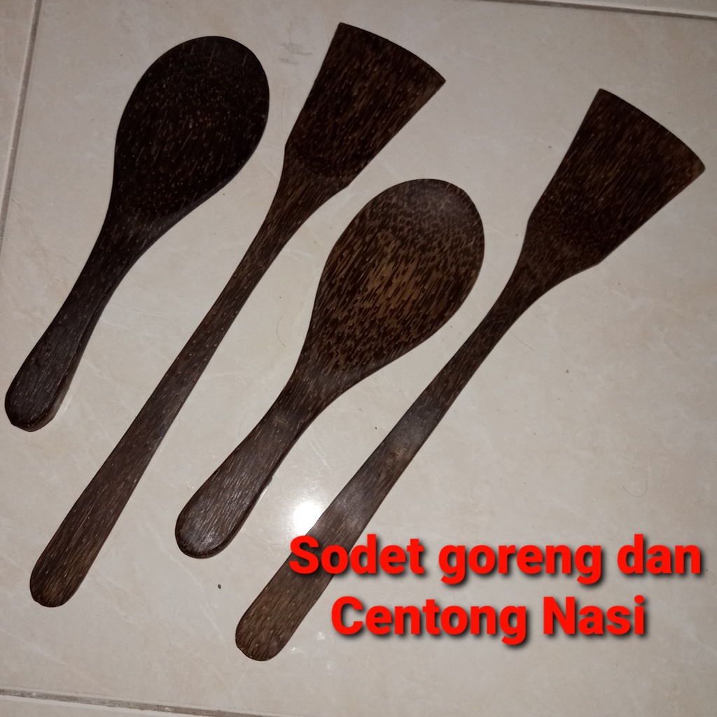 Sodet Goreng dan Centong Nasi Kayu Aren  dapat 4 biji