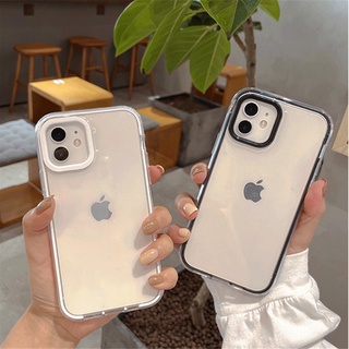 Transparent 3 in 1 Soft Phone Case Compatible for iPhone 13 12 11 Pro Max 12 Mini XR XS Max X 7 8 Plus Shockproof Silicone Candy Color Back Cover