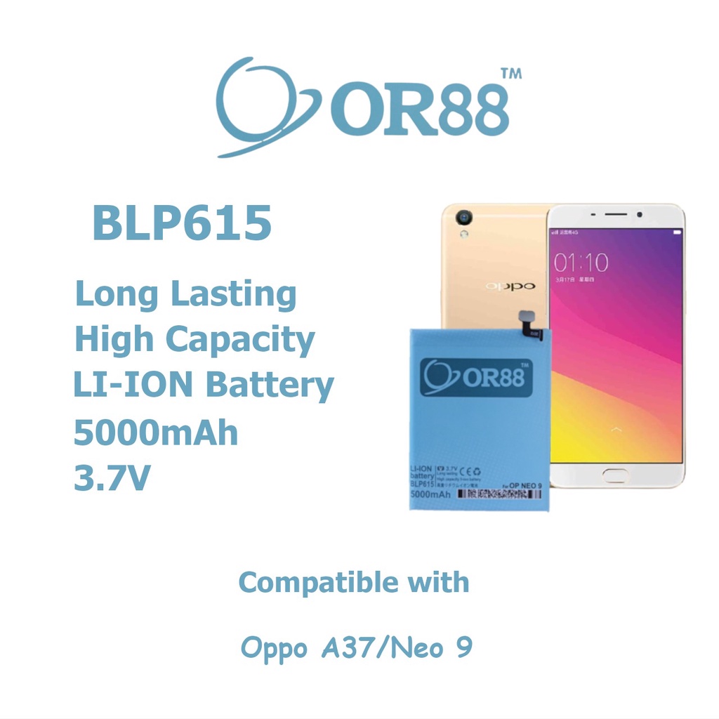 Baterai Batre Battery Double Power Oppo BLP615 / A37 / Neo 9 OR88/Oriens88