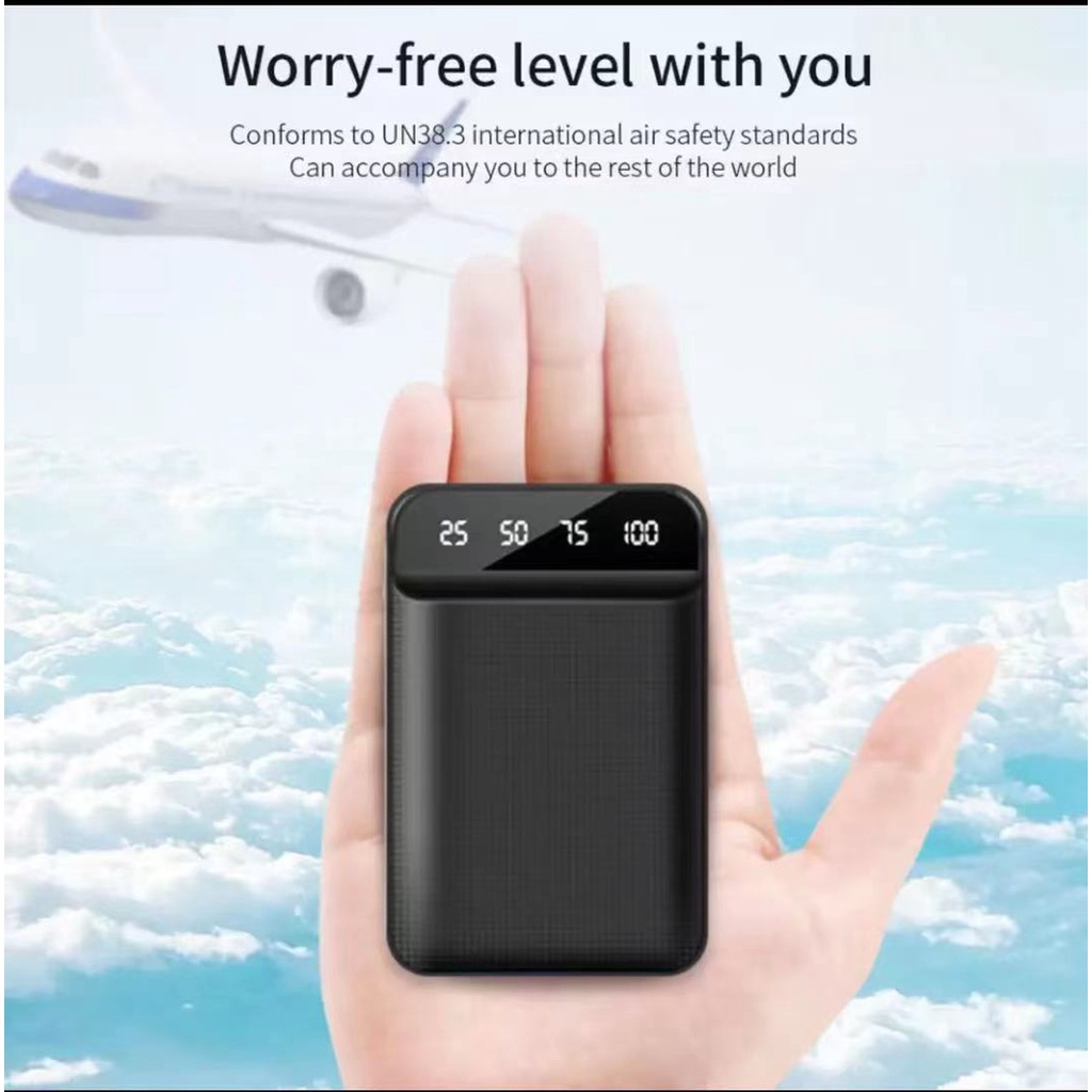 PowerBank 20000 mAh Cute Mini Kartun Mirror Screen Digital Display PowerBank External Battery Pack