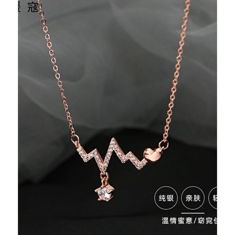 [ Bayar Ditempat ] Kalung Wanita Titanium Rose Gold Anti Karat  Zircon / Accesories Wanita Kalung Korean Style / Kalung Aesthetic / COD