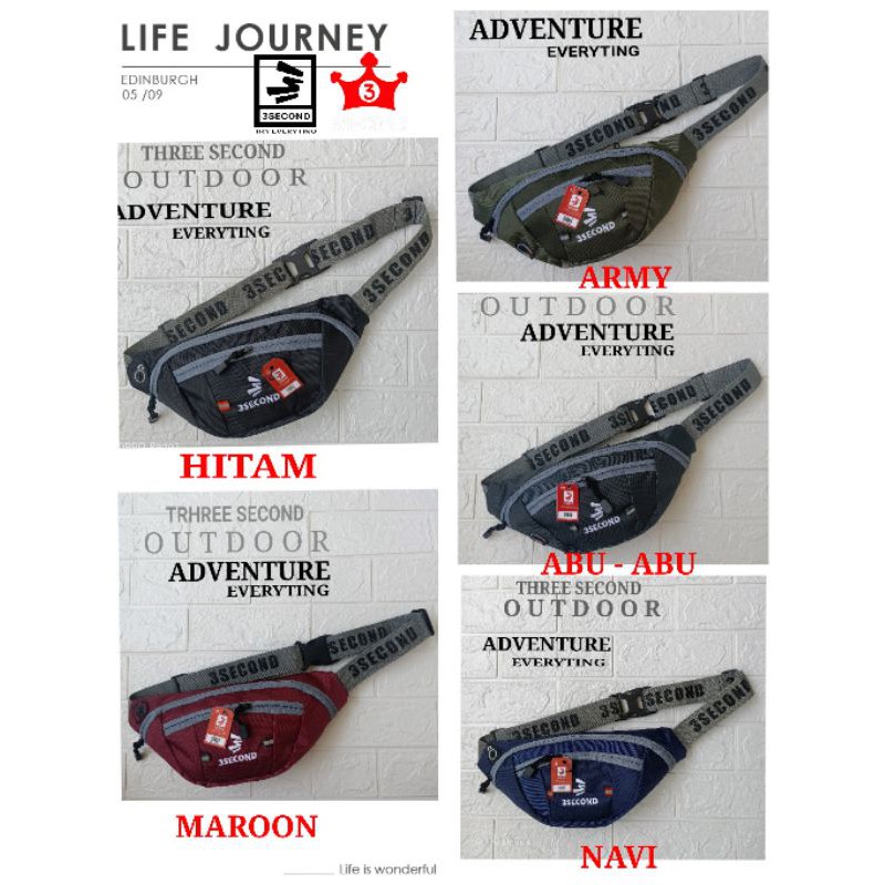 Tas Selempang Pria Waistbag 3second Three Second Tali Bisa Menyala Di Gelap