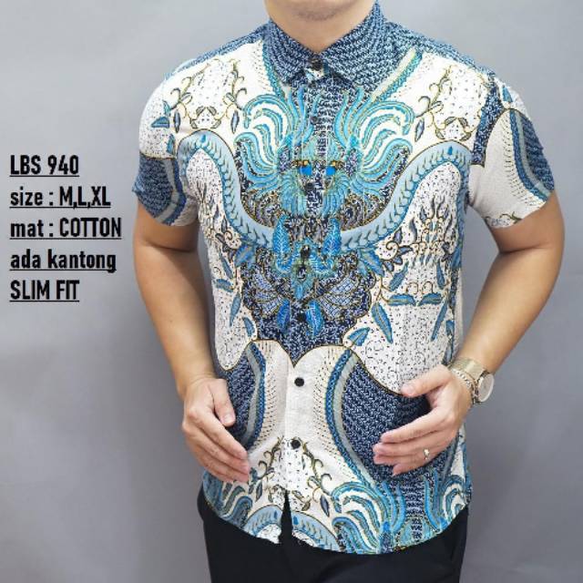 GROSIR BATIK PRIA SLIMFIT LENGAN PENDEK ORIGINAL LUIGI BATANI