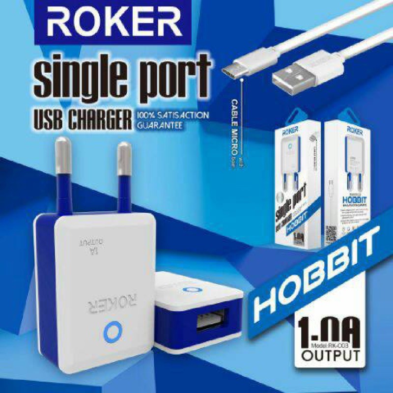 TRAVEL CHARGER ROKER HOBBIT RK-C03 1A V8 MICRO FOR ALL ANDROID