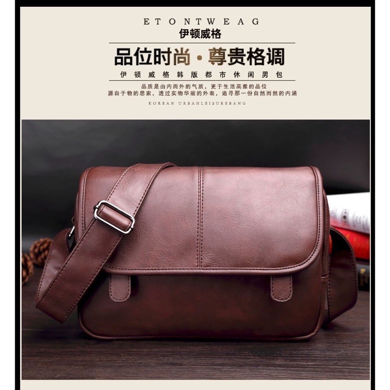 Tas Selempang Kulit / Sling Bag Kulit Pria Import Quality