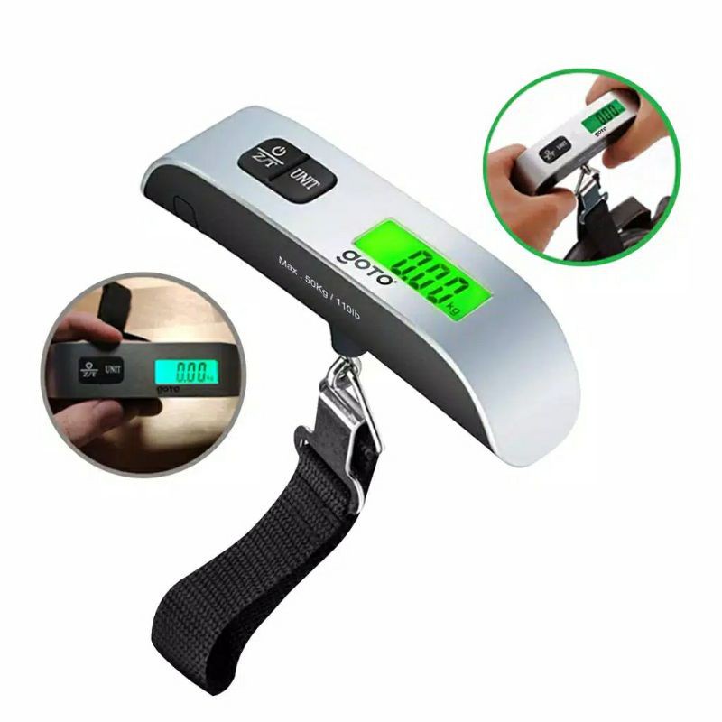 Timbangan Koper Electronic Silver Luggage Scale Travel Gantung Digital