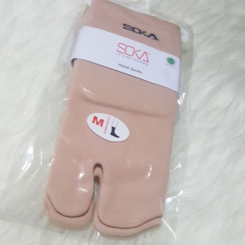 [1 PASANG] ORIGINAL SOKA Jempol Skin Kaos Kaki Muslimah Wanita Hijab Haji Umroh Murah Diskon Warna Kulit Size M Pendek kaoskaki-Nature (Medium Skin)