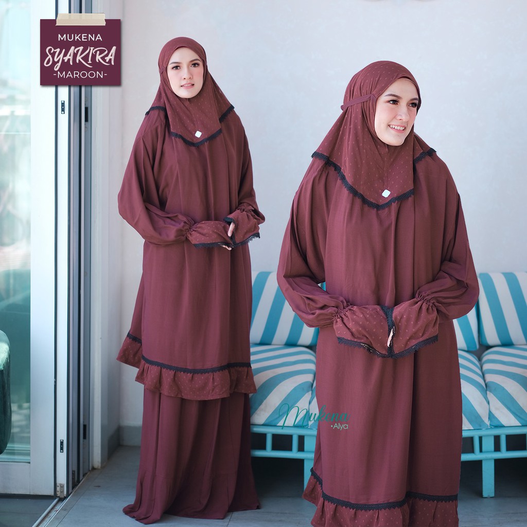 MUKENA SYAKIRA MAROON ORI ALYA HIJAB