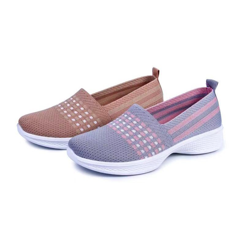 VALS- Sepatu Wanita Slip On Flyknit Fashion Korea Import Sol Karet Empuk Anti Slip Original 3037