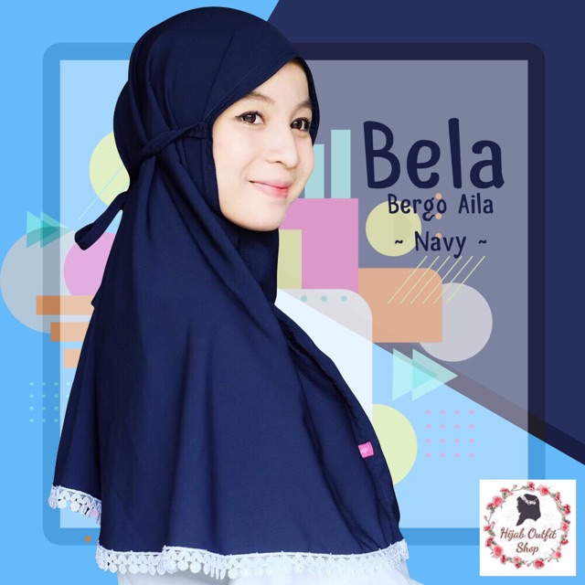 Bergo Aila Dengan Renda Bunga Cantik