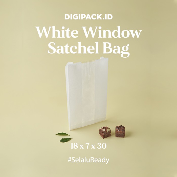 

✨ BISA COD ✨ [Digipack] White Window Satchel Bag 18 x 7 x 30 | Kantong Kertas Roti