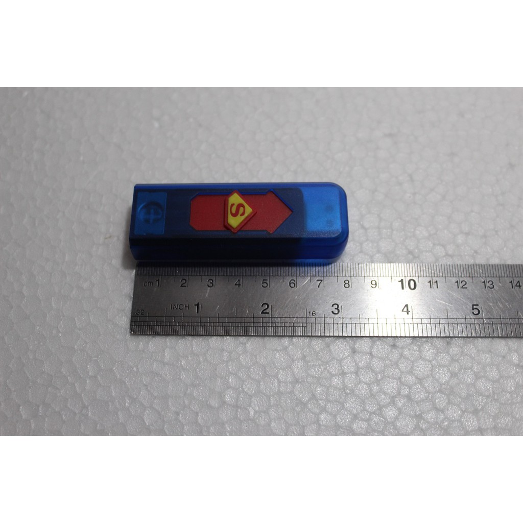 USB Rechargeable Lighter korek api elektrik USB S SUPERMAN biru merah bisa cas dari power bank dll
