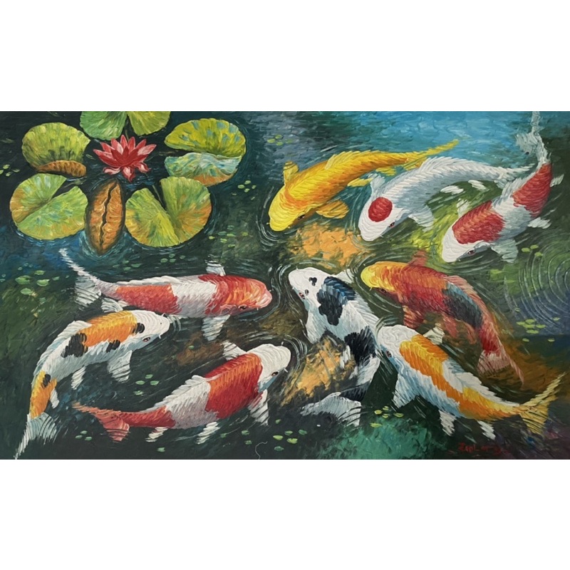 lukisan ikan koi  palet minimalis