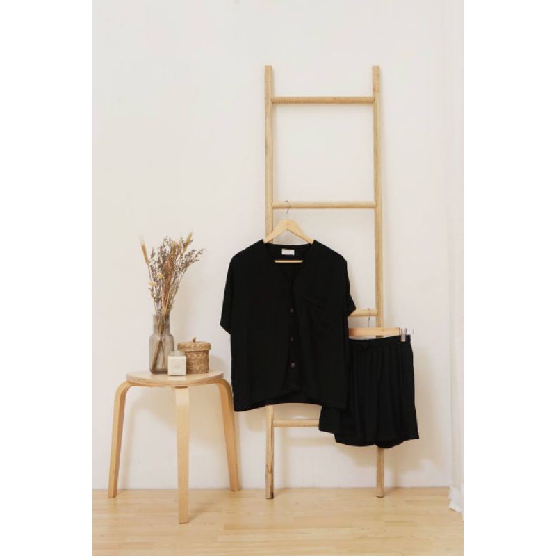 PIYAMA DASTER RAFANIA BLACK SET