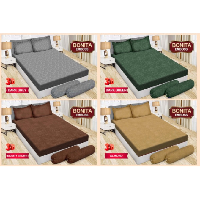 Sprei Polos Emboss Bonita katun micro disperse Anti Luntur(180x200)Dark Grey,Dark Green,Beauty Brown