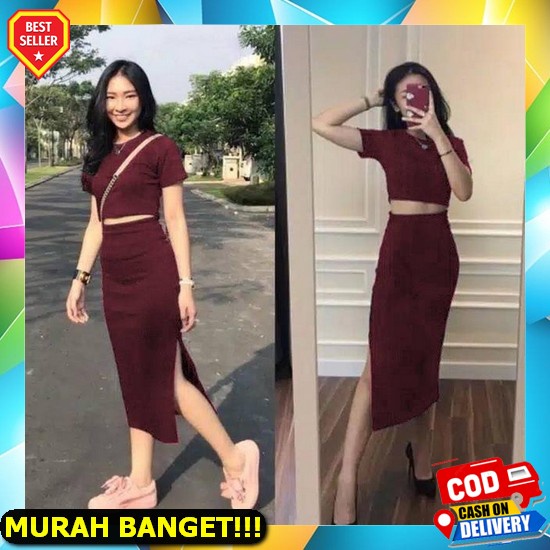 Raihanah One Set Bahan Crincle Premium Baju Wanita Terbaru 2021 Kekinian Viral Setelan Wanita Muslim