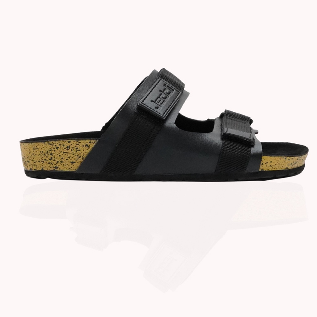 JEDDI [PYBS 201] Sandal Pria Wanita Selop Puyuh Sandal Kasual Kulit Sandal Selop Velcro Ban 2 Sendal Birken