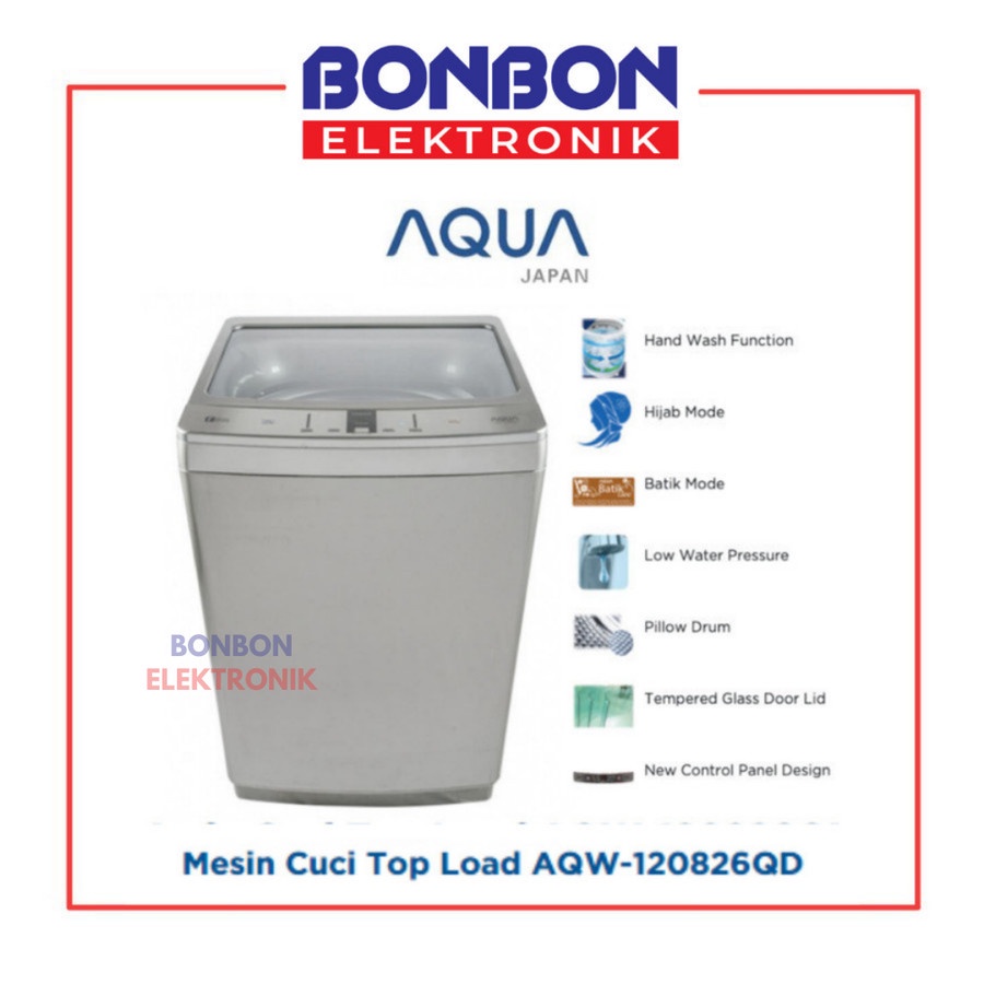 AQUA Mesin Cuci Top Loading 12KG AQW-120826QD / AQW 120826 QD