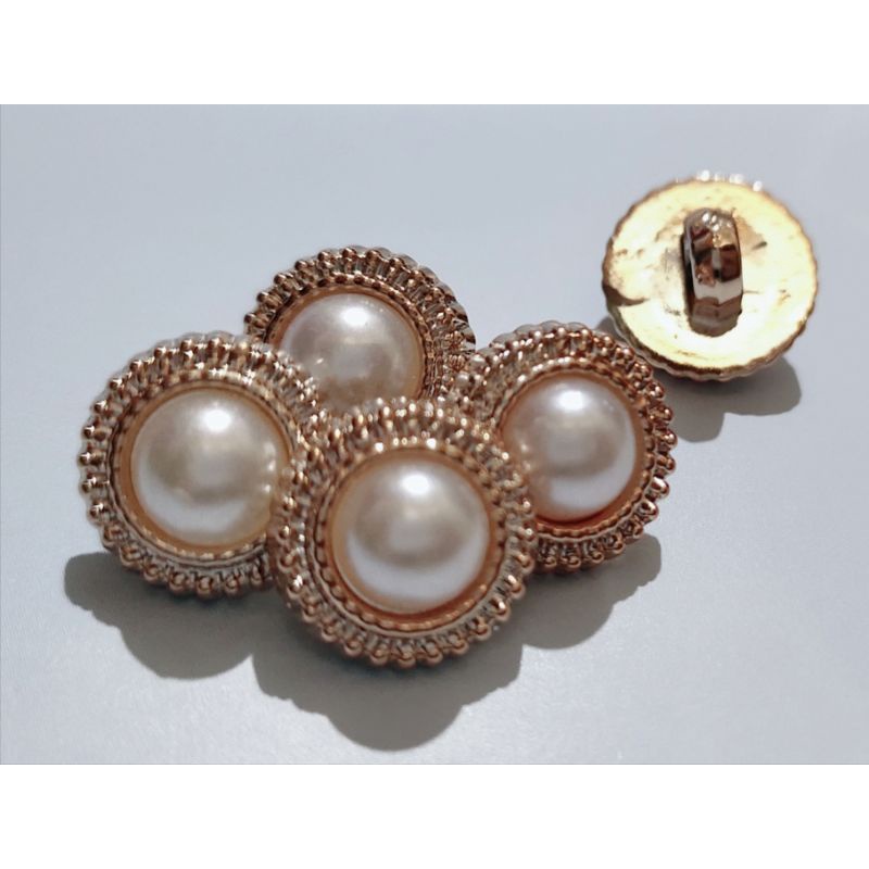 (12 biji) KANCING JAMUR MUTIARA LIST EMAS DAN SILVER 9 -13 mm