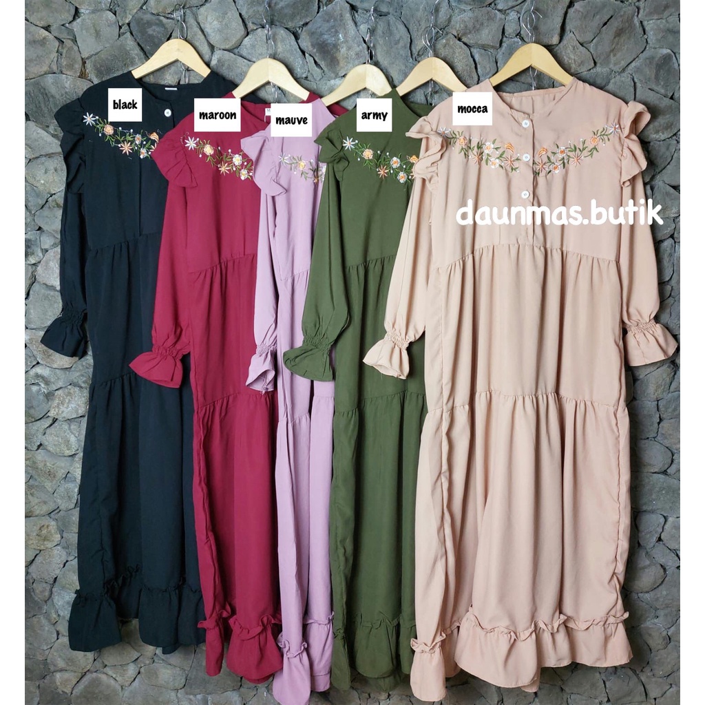 1KG MUAT 3PCS | MOSSA QINARA MAXY DRESS BORDIR ASLI FASHION WANITA TERMURAH TERBEST SELLER