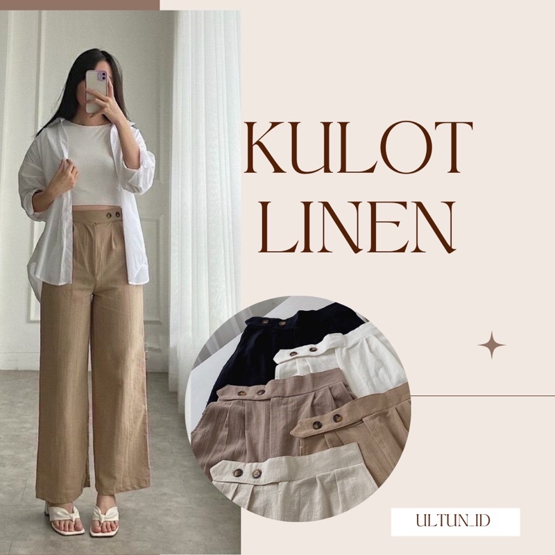 celana kulot wanita/kulot linen/celana side