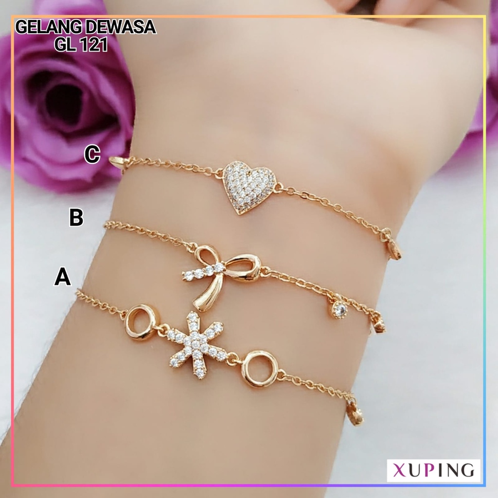 Gelang xuping ori gelang dewasa jurai rantai ala korea tipis bahan premium pita GL 121 perhiasan wanita  lapis emas gold
