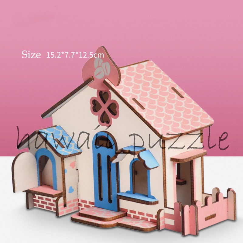 Puzzle 3D DIY bahan kayu model  CHOCOLATE COTTAGE mainan puzzle edukasi anak (kado pajangan dekorasi