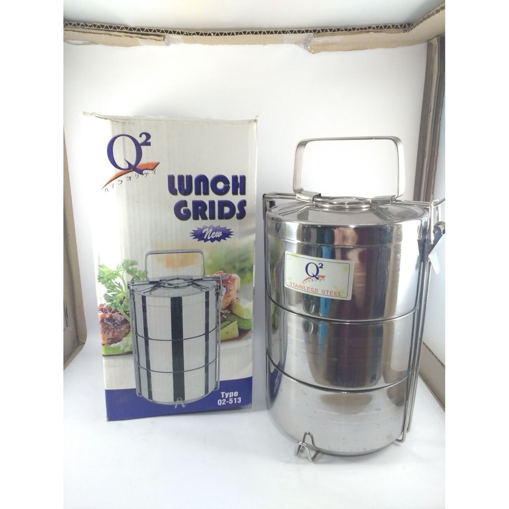 Rantang Susun 3 Stainless Steel Q2-513 (Lunch Grids)