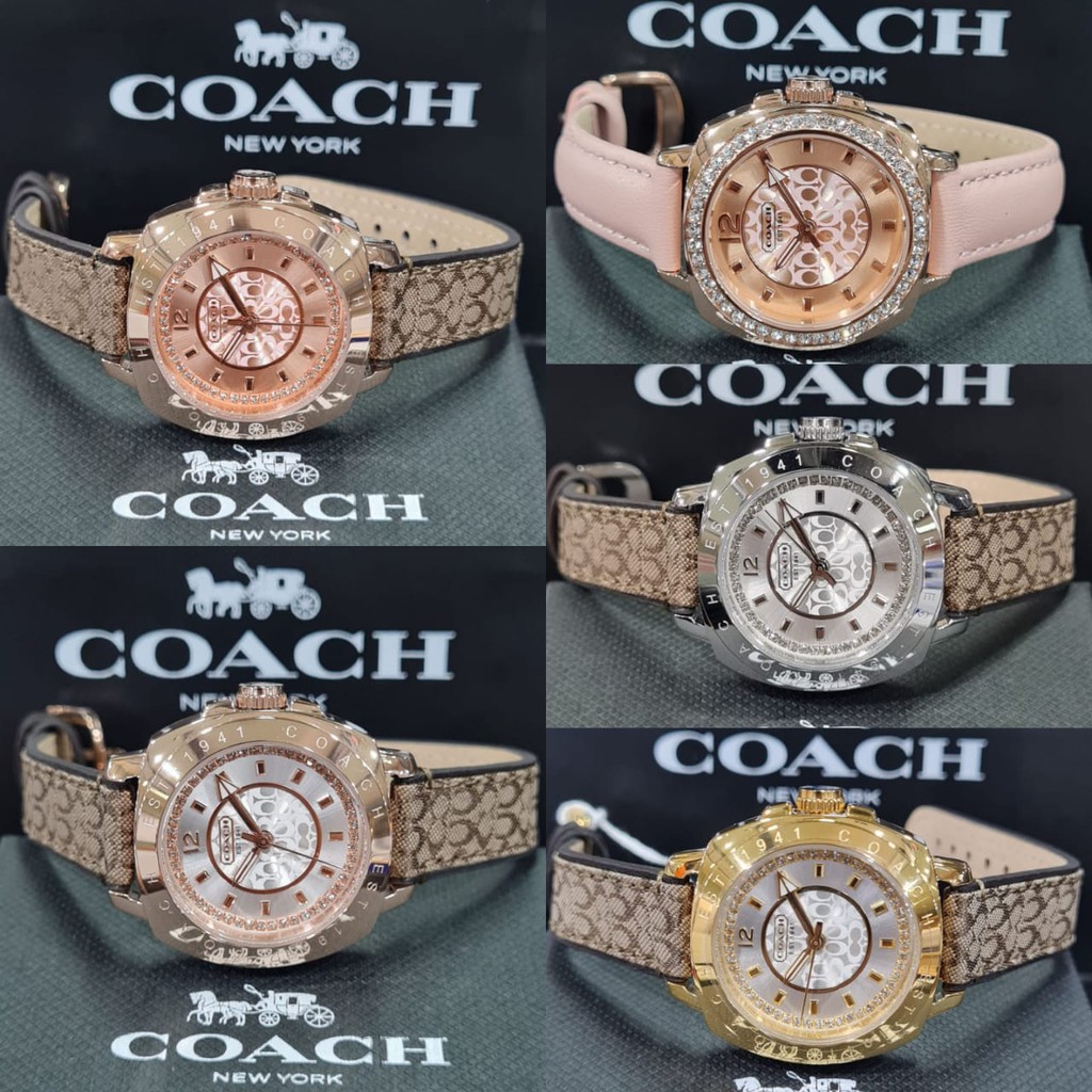 Jam Tangan Coach Tali Kulit Mesin Baterai Original + Box Original Garansi