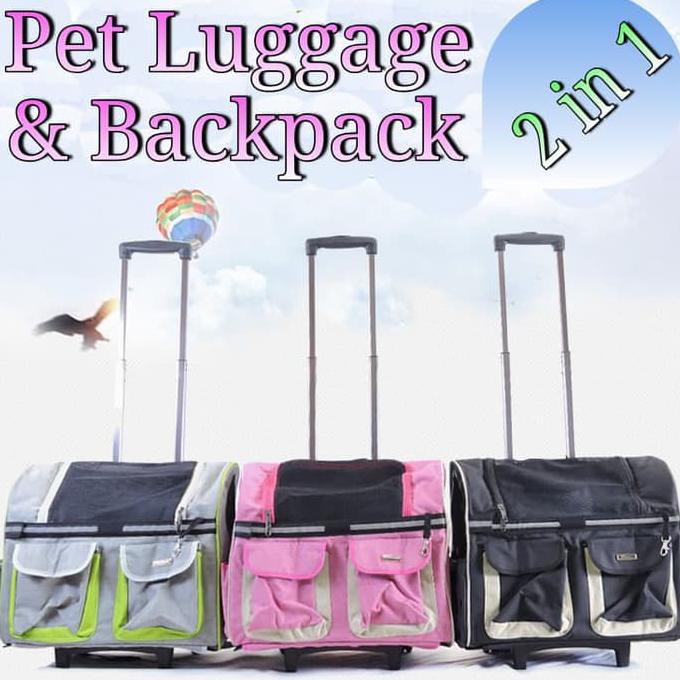 Pe118 Pet Dog Cat Luggage Backpack Tas Koper Stroller Anjing Kucing - ><