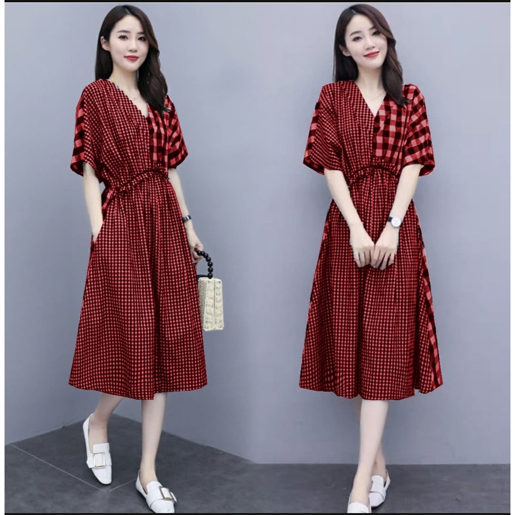 [MCFK] Dress Lakola / Dress Kotak Korea / Fashion Wanita / Dress Wanita Murah / Dress / Casual Dress