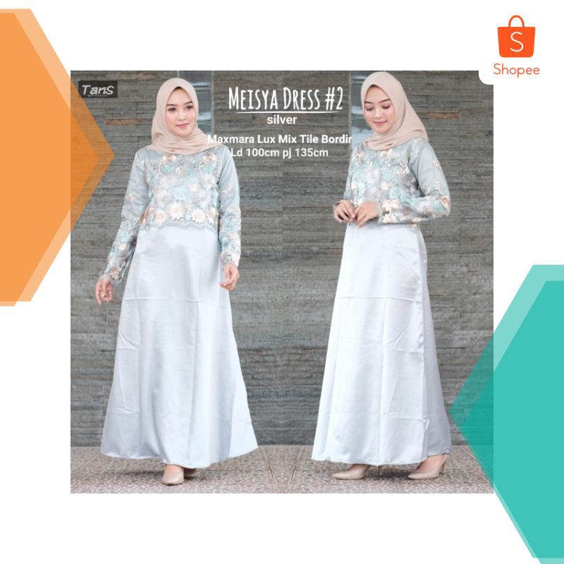 1 Terlaris MEISYA DRESS TILE BORDIR - GAMIS MAXMARA LUX Elegan