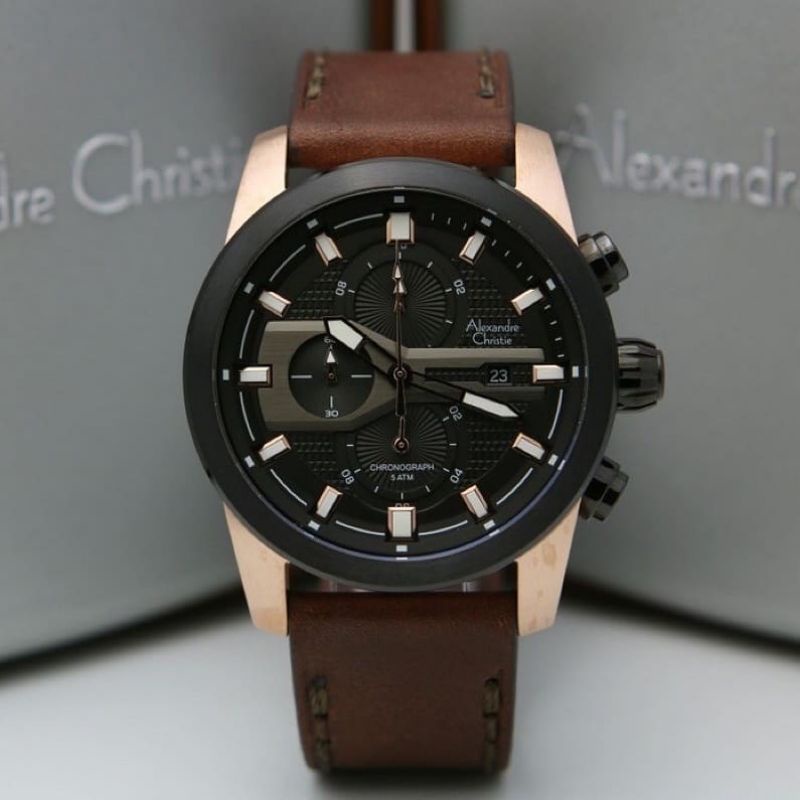 Jam Tangan Alexandre Christie AC 6562 Pria / AC6562 M Black Rosegold Original