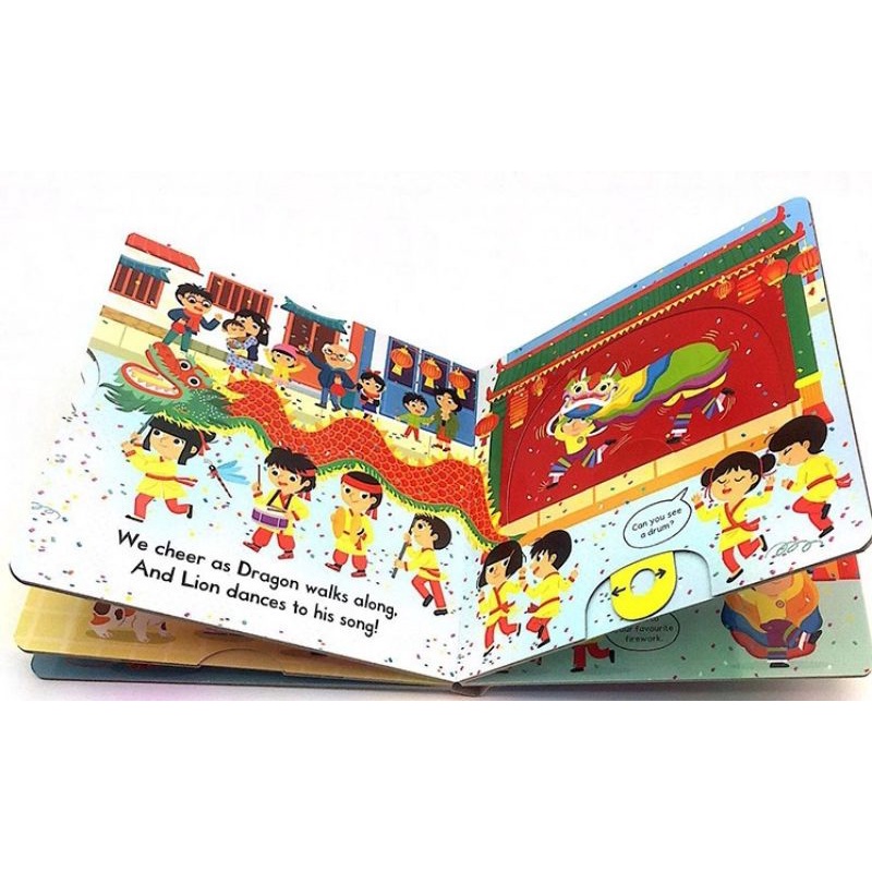 original guaranteed busy Chinese New Year campbell board book push pull  slide